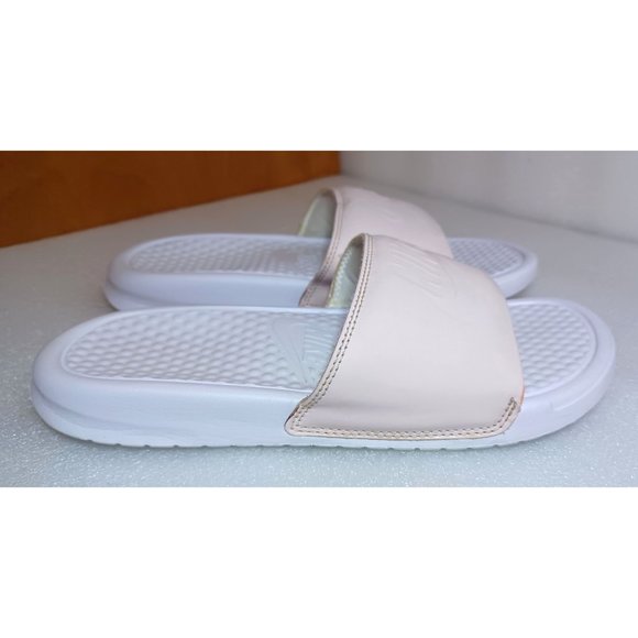 Women's Nike Light Pink & White Swoosh Benassi Soft Midsole Slides Sandals Sz 6 - Picture 3 of 12